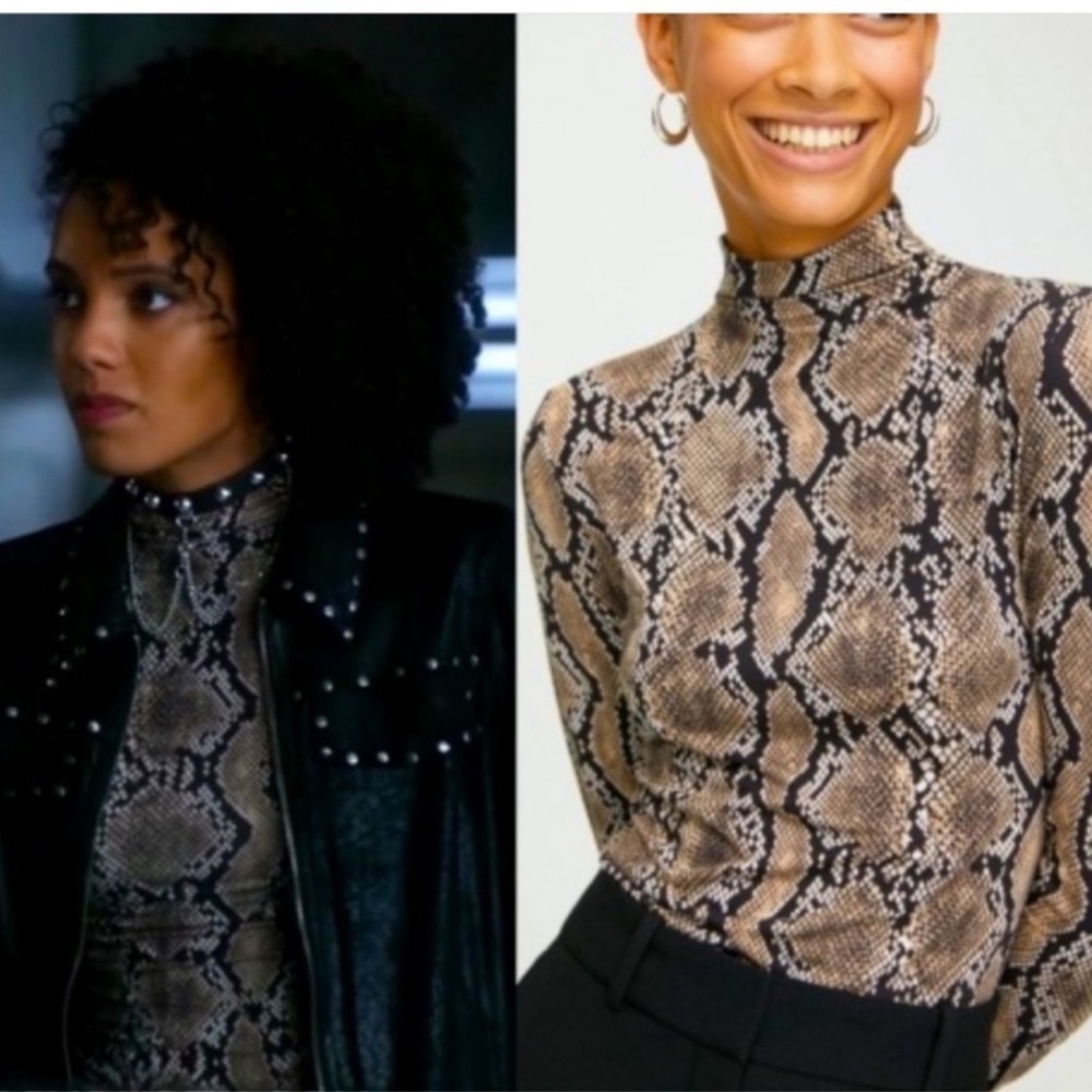 Babaton Larry Turtleneck Snakeskin print shirt